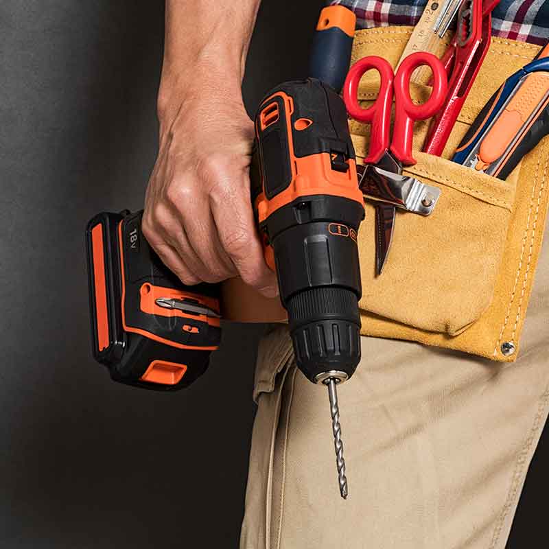 Man with the electric repair instruments